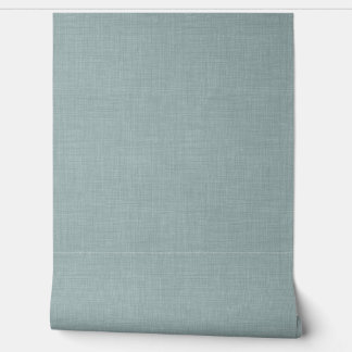 Cute Dusty Teal Blue Linen Look Texture Behang