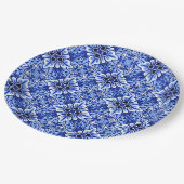 Cute  Dutch Delft Blue Floral Pattern Papieren Bordje (Gekanteld)