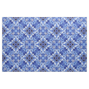 Cute  Dutch Delft Blue Floral Pattern Stof