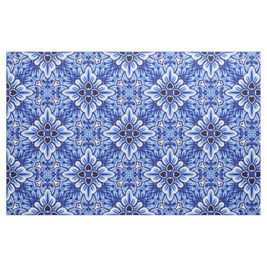 Cute  Dutch Delft Blue Floral Pattern Stof (Fat Quarter)