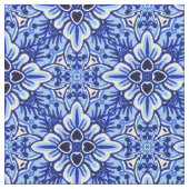 Cute  Dutch Delft Blue Floral Pattern Stof (Close Up)