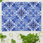 Cute  Dutch Delft Blue Floral Pattern Theedoek (Gevouwen)