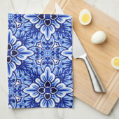 Cute  Dutch Delft Blue Floral Pattern Theedoek (Quarter Fold)