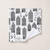 Cute Dutch Houses - Amsterdam Canal House Bikes Bad Handdoek (Wasdoekje)