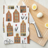 Cute Dutch Houses Amsterdam City Pattern Theedoek (Quarter Fold)