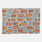 Cute Dutch Houses Amsterdam City Pattern Theedoek (Horizontaal)
