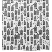 Cute Dutch Houses - Amsterdam fietsen tulpen Douchegordijn (Voorkant)