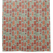 Cute Dutch Houses - Amsterdam patroon Douchegordijn (Voorkant)