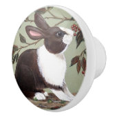 Cute Dutch Rabbit Bunny Sage Woodland Animal  Keramische Knop (Rechts)