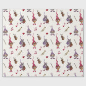 Cute Dwarf Musicians geven een vakantieconcert Cadeaupapier (Vlak)