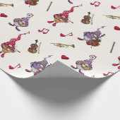 Cute Dwarf Musicians geven een vakantieconcert Cadeaupapier (Hoek)