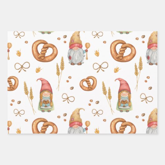 Cute Dwarfs Gnomes Kerstfeestdag Inpakpapier Vel (Voorkant 3)