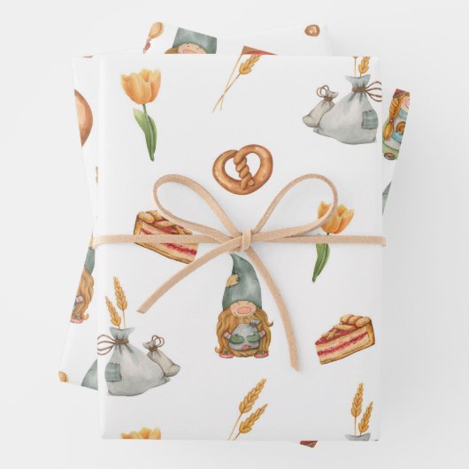 Cute Dwarfs Gnomes Kerstfeestdag Inpakpapier Vel (In situ)