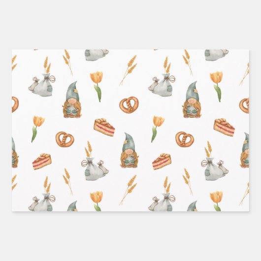 Cute Dwarfs Gnomes Kerstfeestdag Inpakpapier Vel (Voorkant)