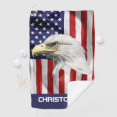 Cute Eagle, The American Flag, Patriotic Golfhanddoek (Insitu)