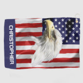 Cute Eagle, The American Flag, Patriotic Golfhanddoek (Horizontaal)