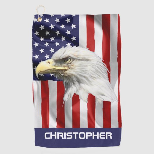 Cute Eagle, The American Flag, Patriotic Golfhanddoek (Voorkant)