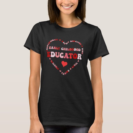 Cute Early Childhood Educator Valentines Day Heart T-shirt (Voorkant)