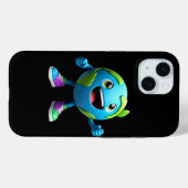 Cute Earth Cartoon iPhone 15 Case – Fun Eco (Achterkant (horizontaal))