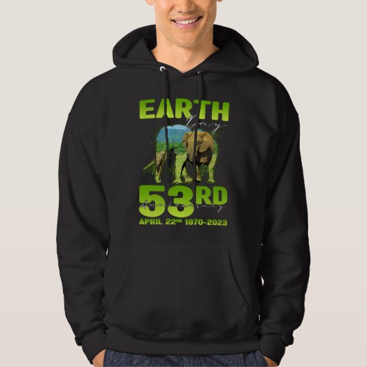 Cute Earth Day 53rd Anniversary Silhouette Of Elep Hoodie (Voorkant)