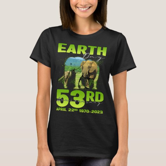 Cute Earth Day 53rd Anniversary Silhouette Of Elep T-shirt (Voorkant)