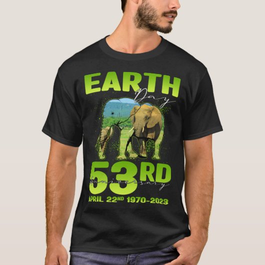 Cute Earth Day 53rd Anniversary Silhouette Of Elep T-shirt (Voorkant)