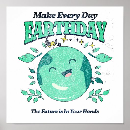 Cute Earth Day Alledaags, Schattig Kawaii Poster (Voorkant)