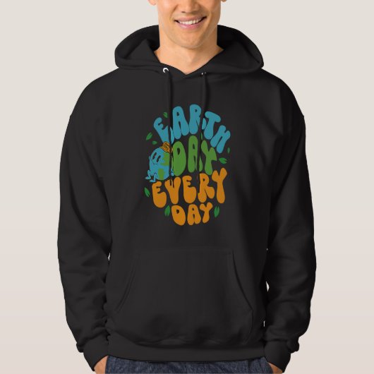 Cute Earth Day Every Day Retro Groovy 53rd Anniver Hoodie (Voorkant)