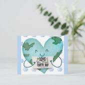 Cute Earth Day Love Our Planet Heart Briefkaart (Staand voorkant)