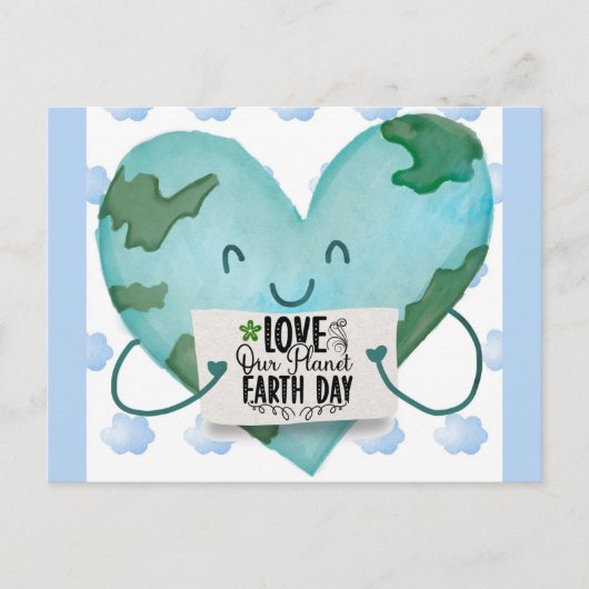 Cute Earth Day Love Our Planet Heart Briefkaart (Voorkant)