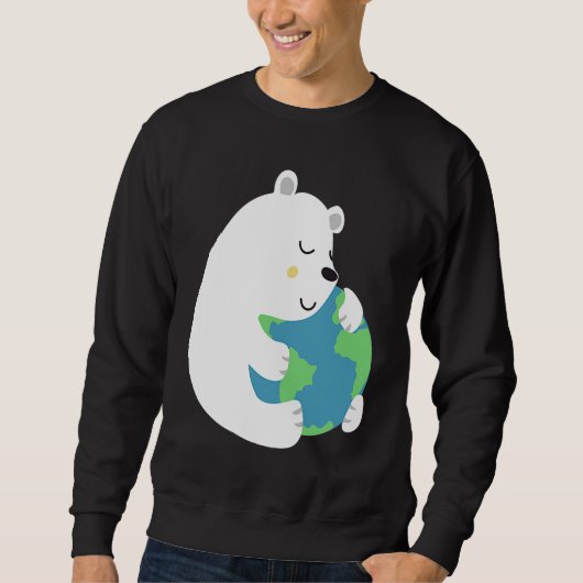 Cute Earth Day Polar Bear Embracing Mother Earth Trui (Voorkant)