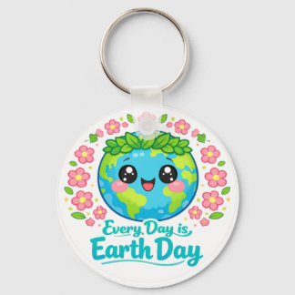 Cute Earth Day-sleutelhanger Sleutelhanger