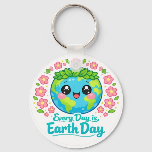 Cute Earth Day-sleutelhanger Sleutelhanger (Voorkant)