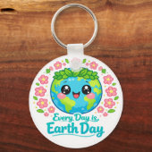 Cute Earth Day-sleutelhanger Sleutelhanger (Voorkant)