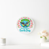Cute Earth Day Wall Clock Ronde Klok (Huis)