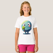 Cute Earth Hugging Tree Eco Love Cartoon Tshirt (Voorkant volledig)