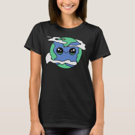 Cute Earth met wolken T-shirt