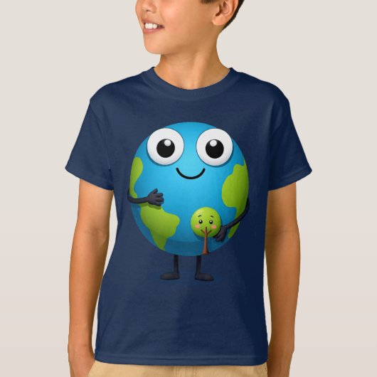 Cute Earth Tree Hugger Tee for Boys Organic T-shirt (Voorkant)