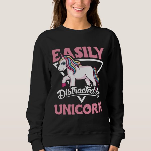 Cute Easily distracted by unicorn  and unicorn Trui (Voorkant)