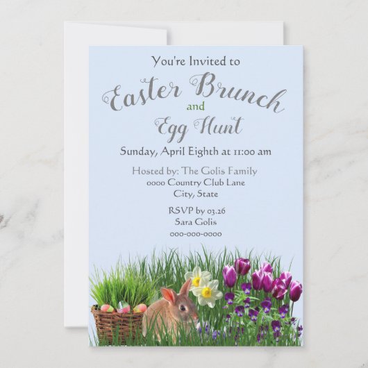 Cute Easter Brunch and Egg Hunt Family Kaart (Voorkant)