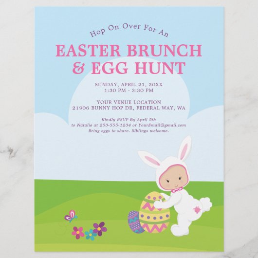 Cute Easter Brunch Egg Hunt Party Flyer (Voorkant)