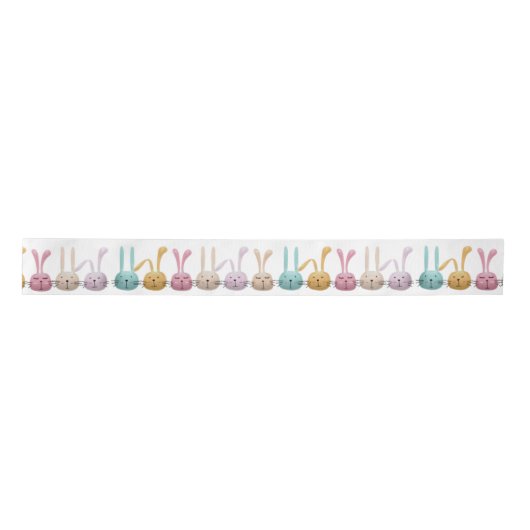 Cute Easter Bunnies Face Emojis Satijnen Lint (Voorkant)