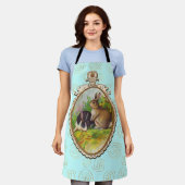 Cute Easter Bunnies Gold Flowers Turquoise Schort (Gedragen)