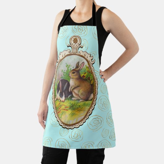 Cute Easter Bunnies Gold Flowers Turquoise Schort (Insitu)