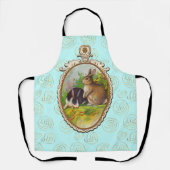 Cute Easter Bunnies Gold Flowers Turquoise Schort (Voorkant)