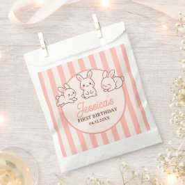 Cute Easter Bunnies Pink Girl 1st Birthday Party Bedankzakje
