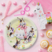 Cute Easter bunnies retro  party Papieren Bordje (Feest)