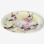 Cute Easter bunnies retro  party Papieren Bordje (Gekanteld)