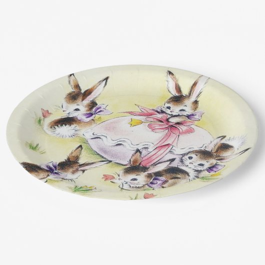 Cute Easter bunnies retro  party Papieren Bordje (Gekanteld)