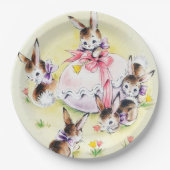 Cute Easter bunnies retro  party Papieren Bordje (Voorkant)